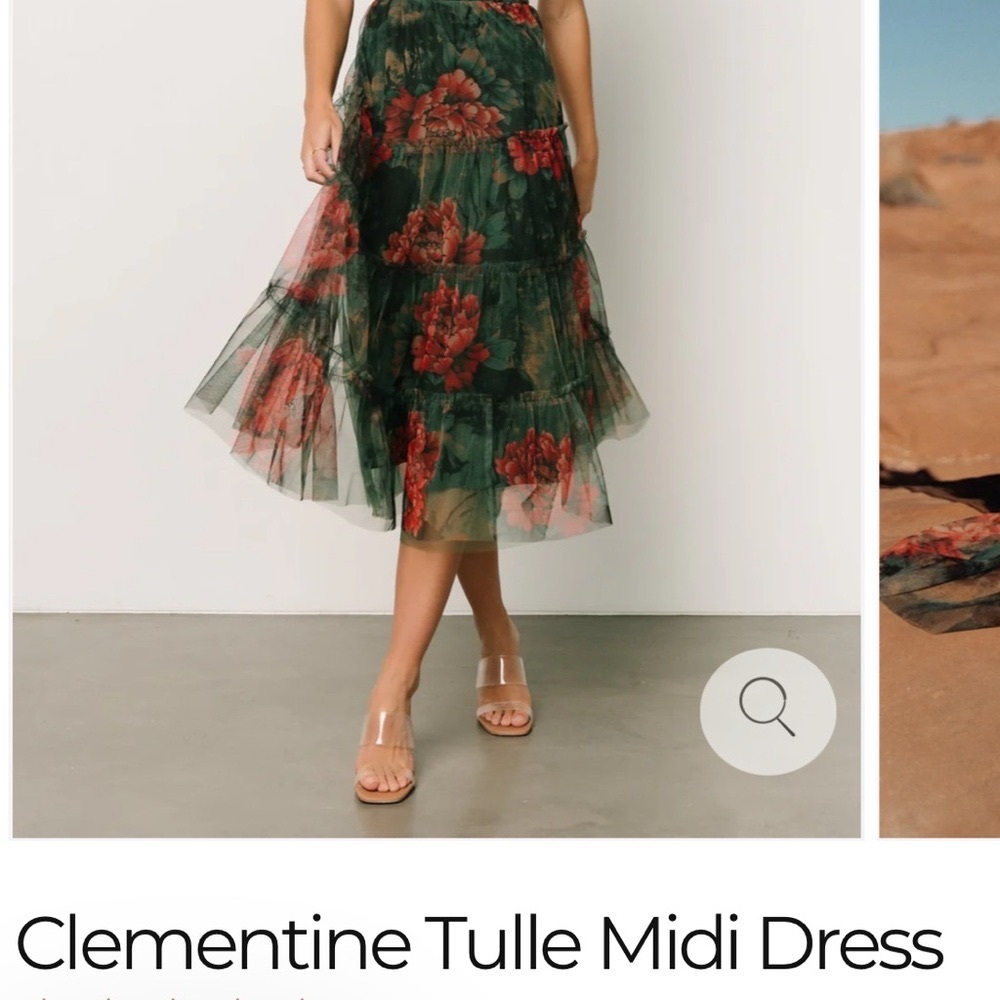 Baltic Born Red and Green Sleeveless Tiered Midi Dress